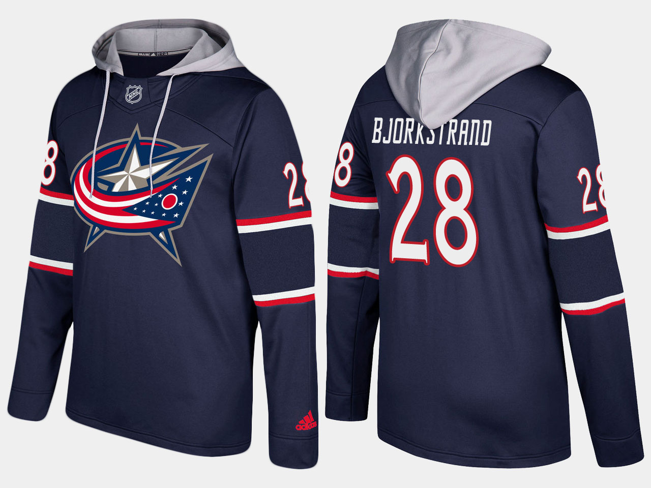 Men NHL Columbus blue jackets #28 oliver bjorkstrand navy blue hoodie